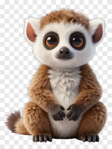 Cute Baby Lemur Sitting PNG