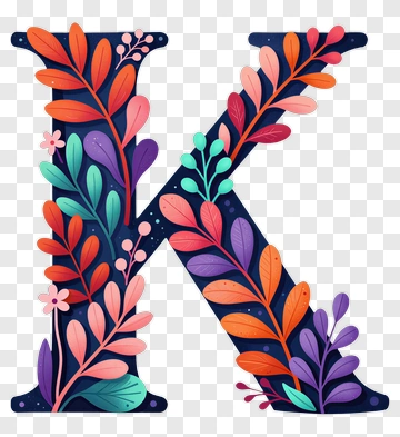 Floral Letter K Design PNG