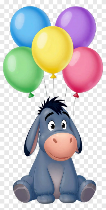 Donkey With Colorful Balloons PNG