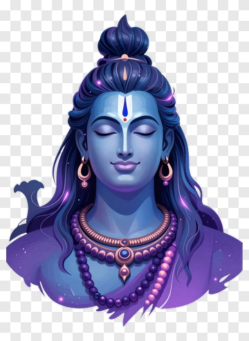 Blue Shiva With Purple Hair PNG