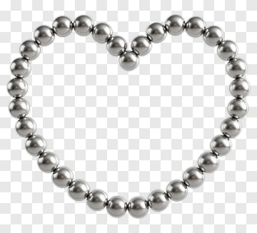 Heart Shape Made Of Silver Beads PNG
