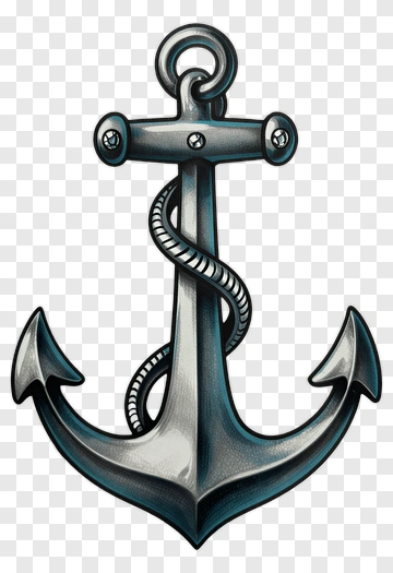 Tattoo Style Anchor With Rope PNG