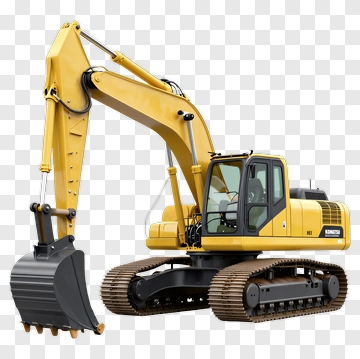 Yellow Excavator With Bucket PNG