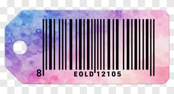 Watercolor Barcode Tag PNG