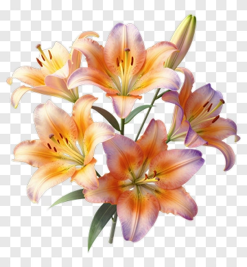 Orange And Pink Lily Bouquet PNG