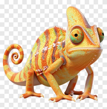 Orange And Green Chameleon PNG