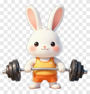 Cartoon Rabbit Weightlifting PNG