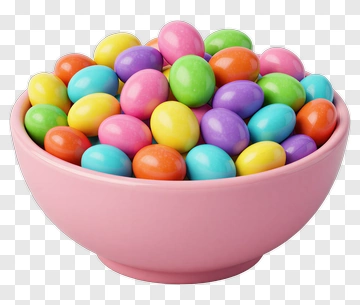 Colorful Candy In Pink Bowl PNG