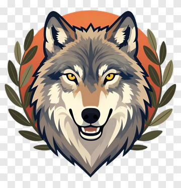 Wolf Head With Laurel Wreath PNG