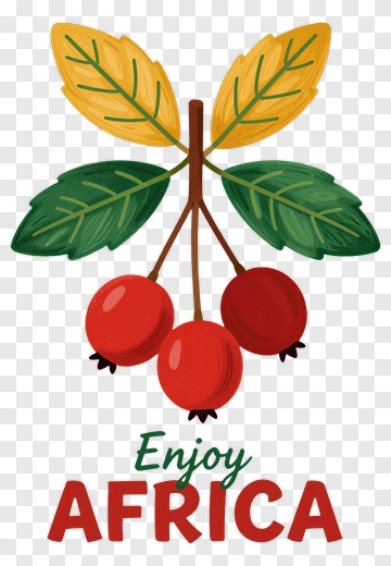 African Berry With Leaves And Text PNG