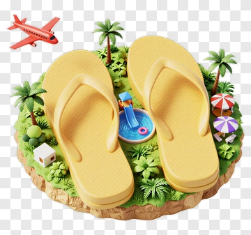 Yellow Flip Flops On Tropical Island PNG
