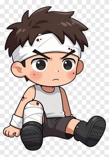 Injured Boy With Bandages PNG
