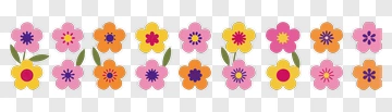 Floral Pattern With Pink Orange And Yellow Flowers PNG