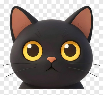 Black Cat With Big Yellow Eyes PNG