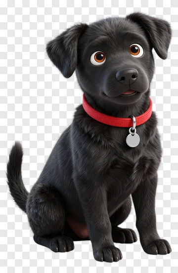 Black Dog With Red Collar PNG