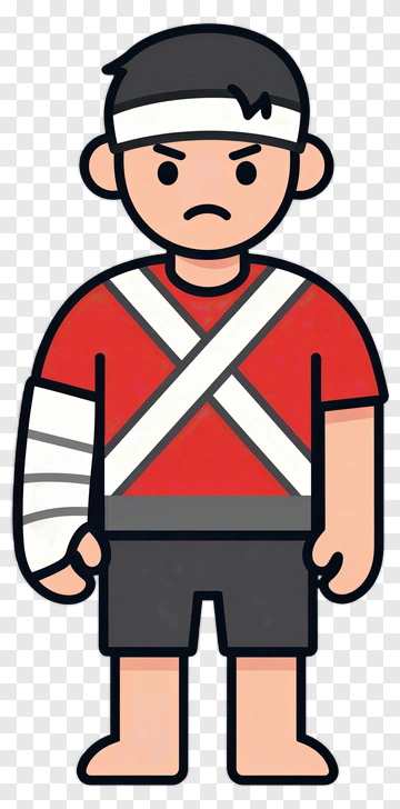 Injured Cartoon Person With Bandaged Arm PNG