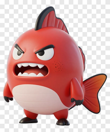 Angry Red Fish Toy Character PNG