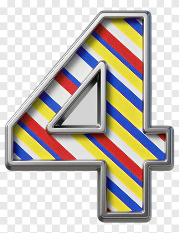 Number Four With Striped Design PNG