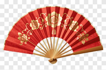 Red And Gold Chinese Fan PNG