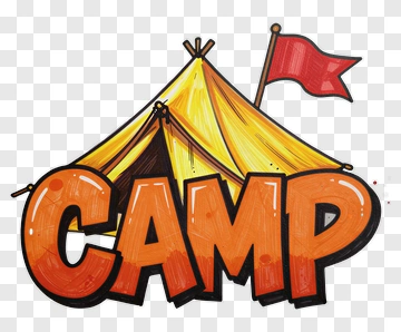 Camp Tent With Red Flag PNG
