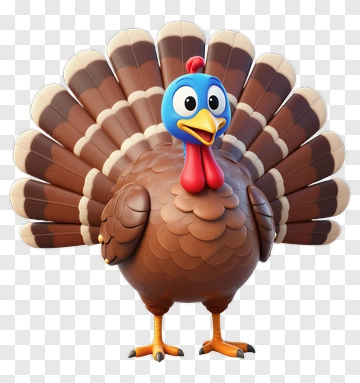 Cartoon Turkey With Blue Head PNG
