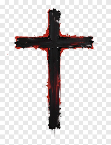 Black Cross With Red Splatters PNG