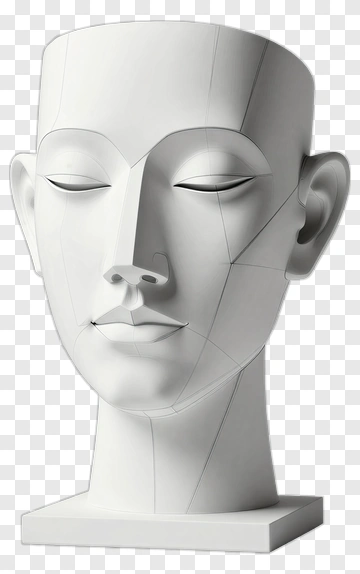 Abstract White Human Head Sculpture PNG
