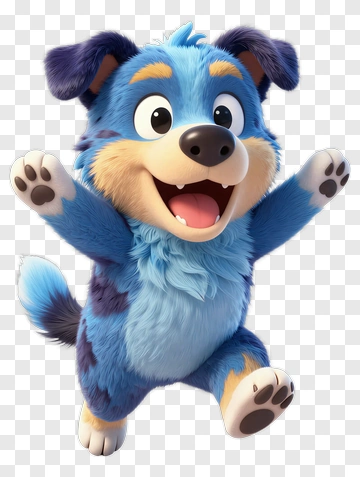 Blue Cartoon Puppy Jumping PNG