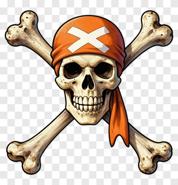 Pirate Skull With Orange Bandana PNG