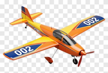 Orange Model Airplane With Number 002 PNG