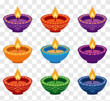 Colorful Diyas For Diwali Festival PNG