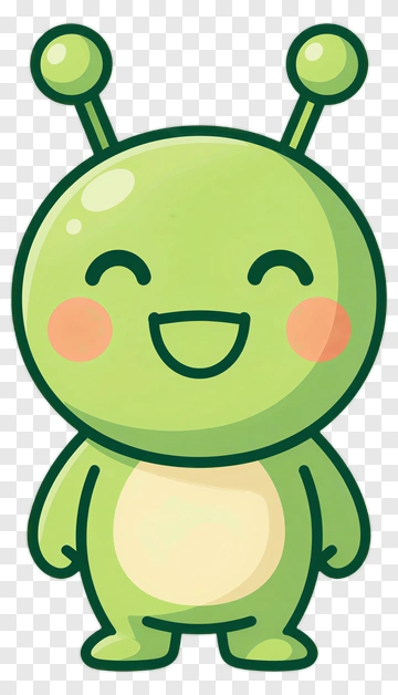 Happy Green Alien Cartoon Character PNG