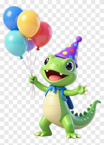 Happy Crocodile With Balloons PNG