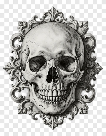 Skull In Ornate Frame PNG