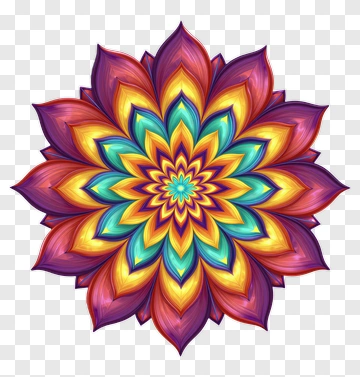 Colorful Mandala Flower Design PNG