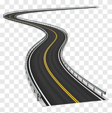 Curved Highway With Guardrails PNG