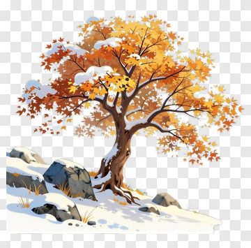 Autumn Tree With Snow PNG