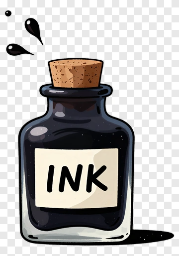 Ink Bottle With Droplets PNG