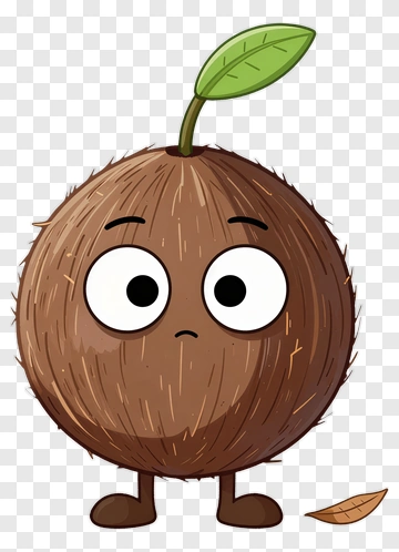 Cute Coconut Character PNG
