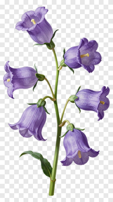 Purple Bellflower With Green Stem PNG