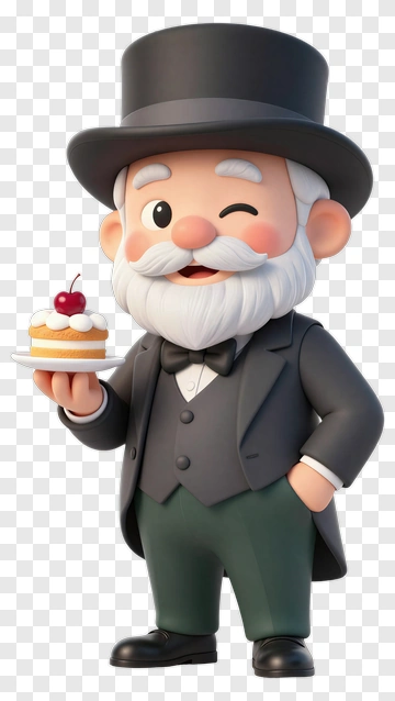 Happy Elderly Gentleman With Cake PNG