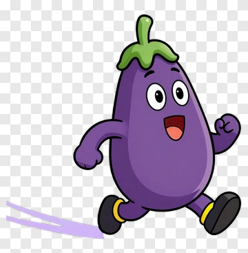 Running Eggplant Cartoon Character PNG