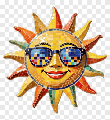 Mosaic Sun With Sunglasses PNG