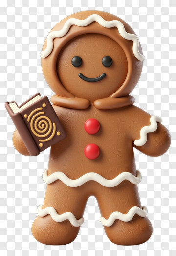 Gingerbread Man Holding Book PNG