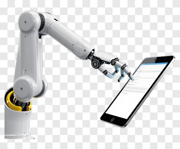 Robot Arm Interacting With Smartphone PNG