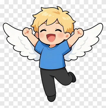 Happy Angel Boy With Wings PNG