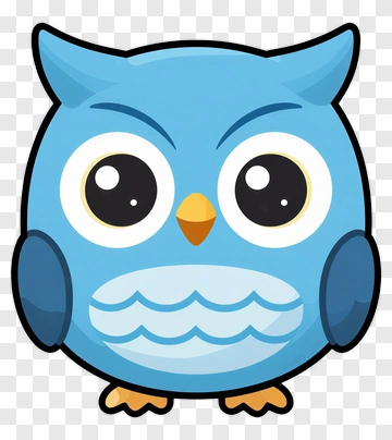 Cute Blue Owl PNG