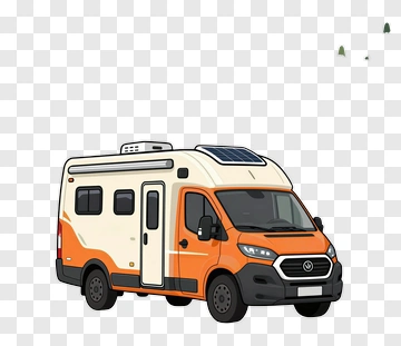 Orange And White Camper Van PNG