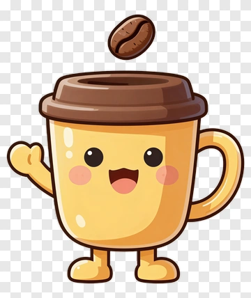 Cartoon Coffee Cup With Coffee Bean PNG