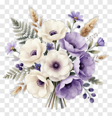 Purple And White Flower Bouquet PNG